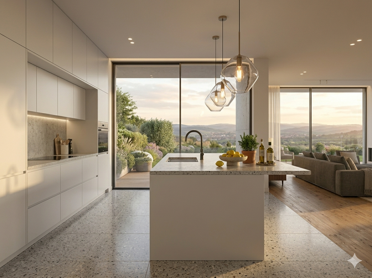 Render fotorrealista cocina — trabajo del instructor