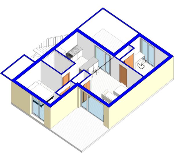 revit iniciación vista 3d planta baja lado 1 opción 2