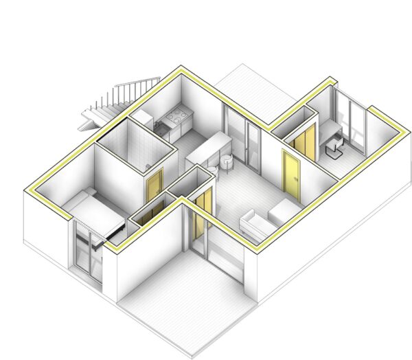 revit iniciación vista 3d planta baja lado 2